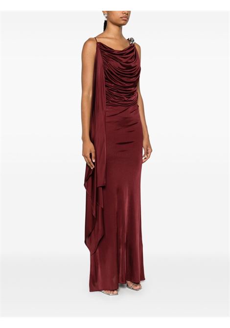 Burgundy brooch-detail draped long dress Giuseppe Di Morabito - women GIUSEPPE DI MORABITO | 03PFLD1200331520