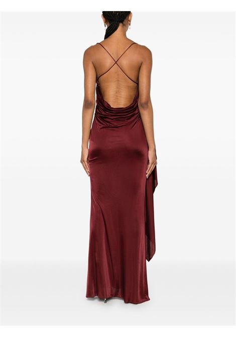 Burgundy brooch-detail draped long dress Giuseppe Di Morabito - women GIUSEPPE DI MORABITO | 03PFLD1200331520