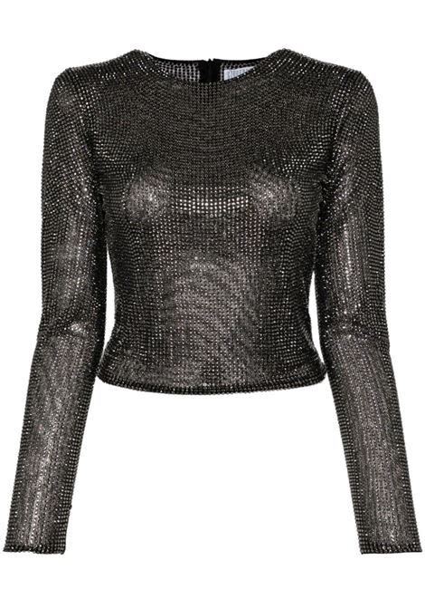 Top con strass e inserti in tulle in nero Giuseppe Di Morabito - donna GIUSEPPE DI MORABITO | Top | 03PFTO274FC0321299