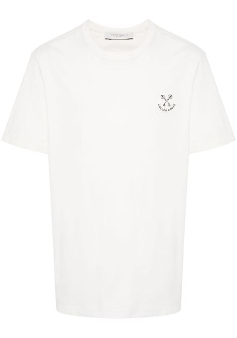 White logo-print cotton T-shirt Golden Goose - men 