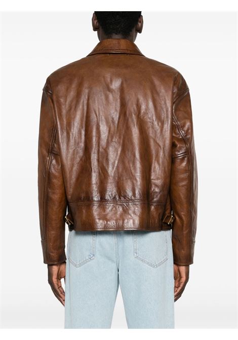 Brown zip-up leather jacket Golden goose - men GOLDEN GOOSE | GMP01886P00167255612