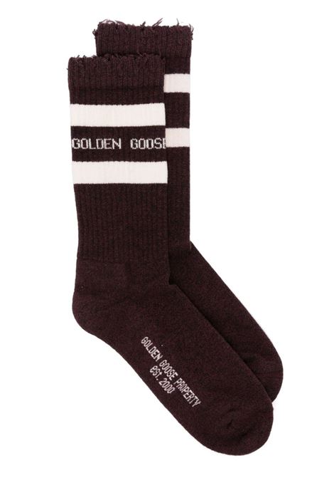 Bordeaux distressed striped socks Golden Goose - unisex