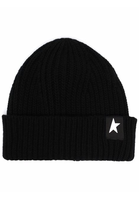 Black star patch ribbed beanie - unisex GOLDEN GOOSE | Hats | GUP01035P00060190100