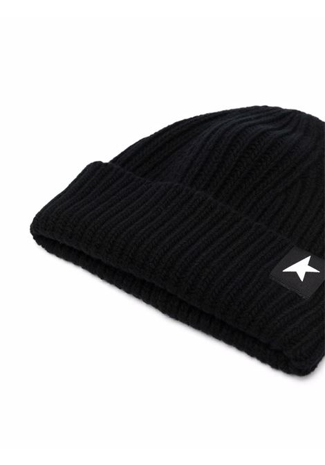 Black star patch ribbed beanie - unisex GOLDEN GOOSE | GUP01035P00060190100