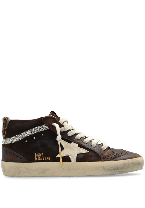 Sneakers alte mid star in marrone, argento Golden Goose - donna