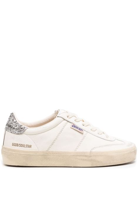 White and silver Soul Star distressed glittered sneakers - women GOLDEN GOOSE | GWF00464F00505380185