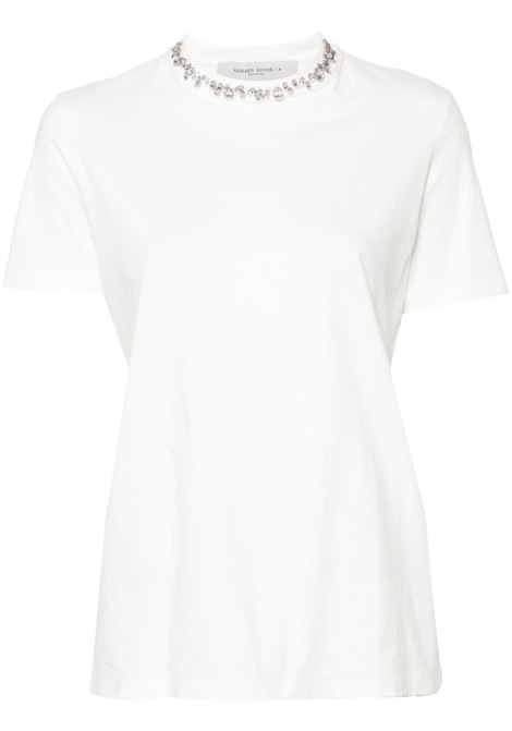 White embroidered cotton T-shirt Golden Goose - women GOLDEN GOOSE | T-shirt | GWP01220P00067310363