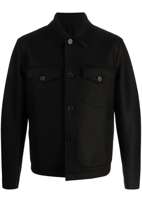 Black button-up shirt jacket Harris wharf london - men