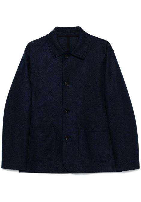 Blue utility single-breasted wool jacket Harris wharf london - men HARRIS WHARF LONDON | Outerwear | C9432MLK362