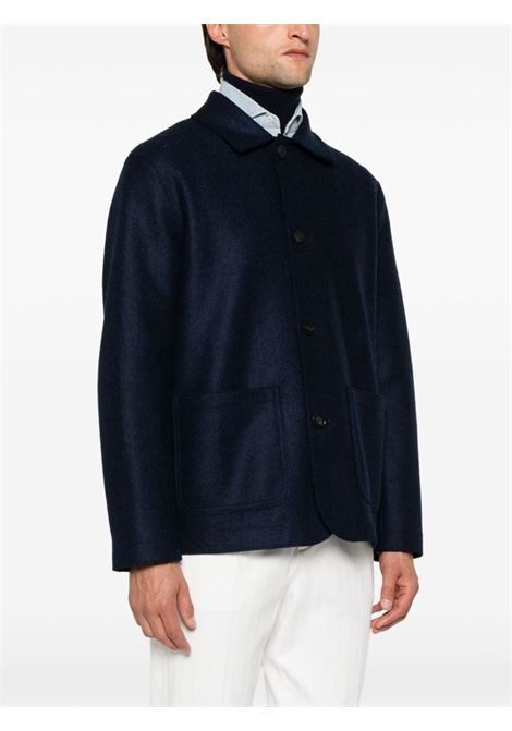 Blue utility single-breasted wool jacket Harris wharf london - men HARRIS WHARF LONDON | C9432MLK362