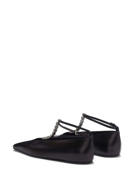 Black crystal-embellished leather ballerina shoes Jil Sander - women JIL SANDER | J15WZ0021P4864001