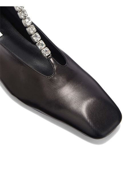 Black crystal-embellished leather ballerina shoes Jil Sander - women JIL SANDER | J15WZ0021P4864001