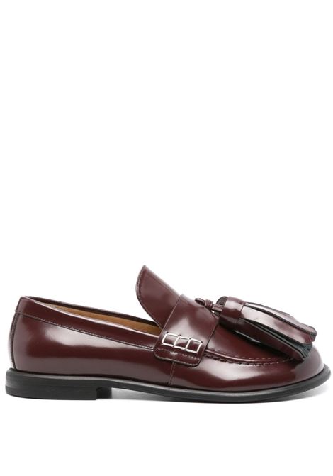 Mocassini con nappine in bordeaux di JW Anderson - donna