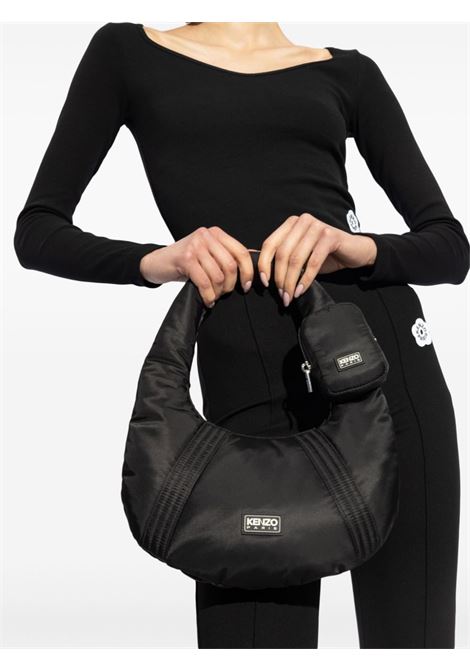 Black logo-appliqu? ribbed-detail shoulder bag Kenzo - women KENZO | FE62SA705F0199