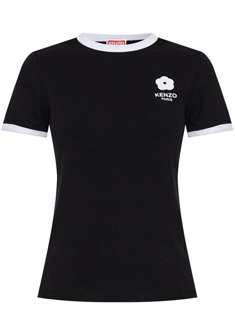 Black Boke Flower 2.0 contrast-trim T-shirt Kenzo - women KENZO | FE62TS1294SR99J