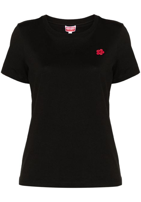 T-shirt con applicazione Boke Flower in nero di Kenzo - donna KENZO | FE62TS1414SO99J