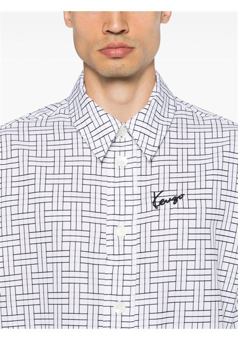 Camicia con ricamo in bianco e nero di Kenzo - uomo KENZO | FE65CH5109JD01