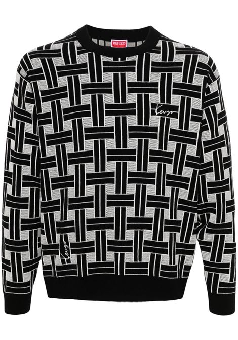 Black and white patterned-jacquard jumper Kenzo - men KENZO | FE65PU4793CA99J