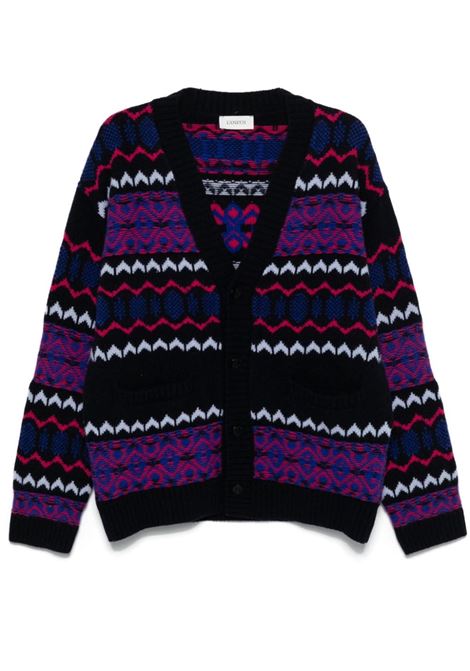 Multicolor intarsia-knit wool cardigan Laneus - men LANEUS | Sweaters | F4LAMACA034061