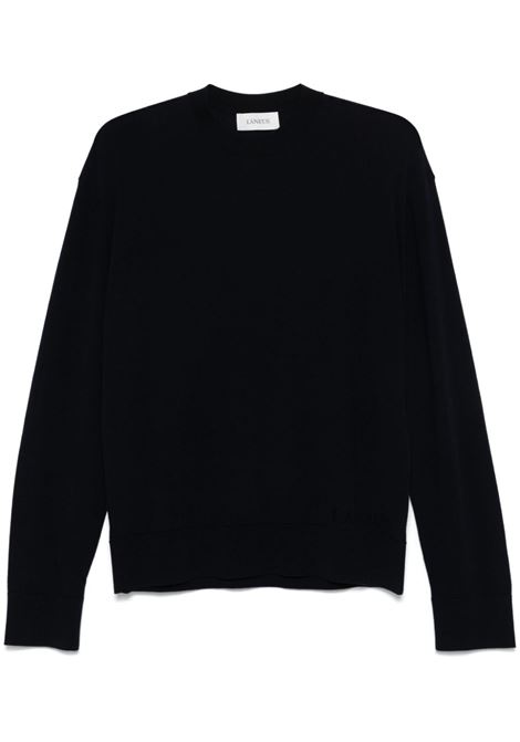 Navy blue crew-neck wool sweater Laneus - men