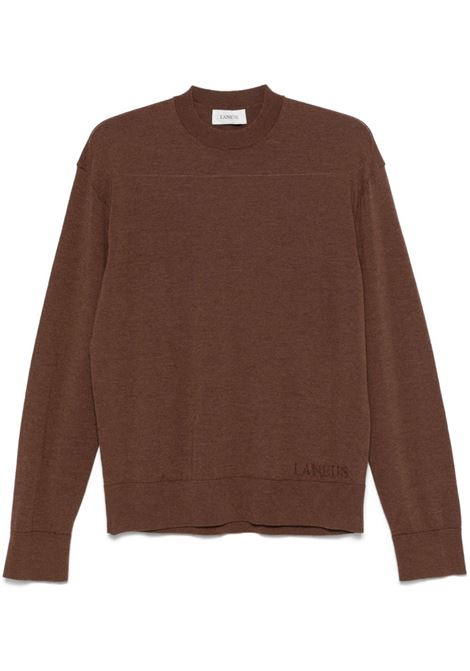 Brown crew-neck wool sweater Laneus - men