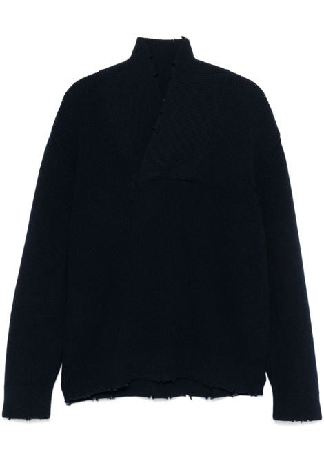 Navy blue shawl-collar sweater Laneus - men