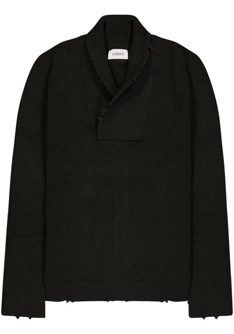 Dark green shawl-collar sweater Laneus - men