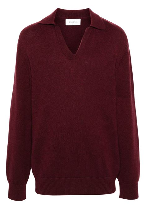 Burgundy fine-knit jumper Laneus - men