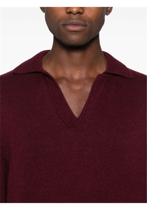 Burgundy fine-knit jumper Laneus - men LANEUS | F4LAMAKP192177