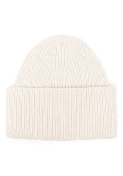 Milk white cashmere ribbed beanie Laneus - man