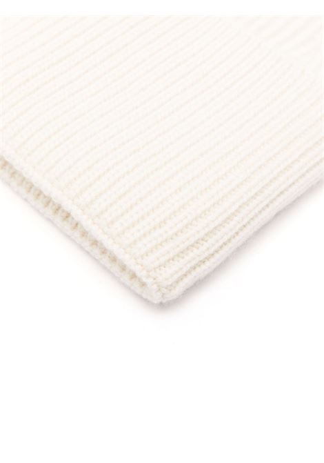 Milk white cashmere ribbed beanie Laneus - man LANEUS | F4LAUAHT064010