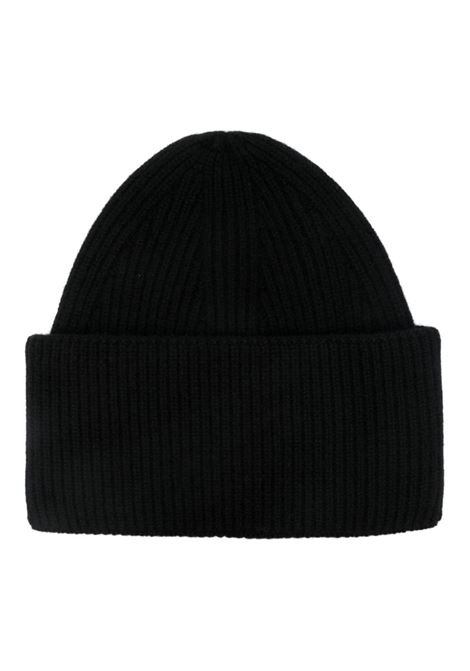 Black ribbed knit beanie hat Laneus - men 