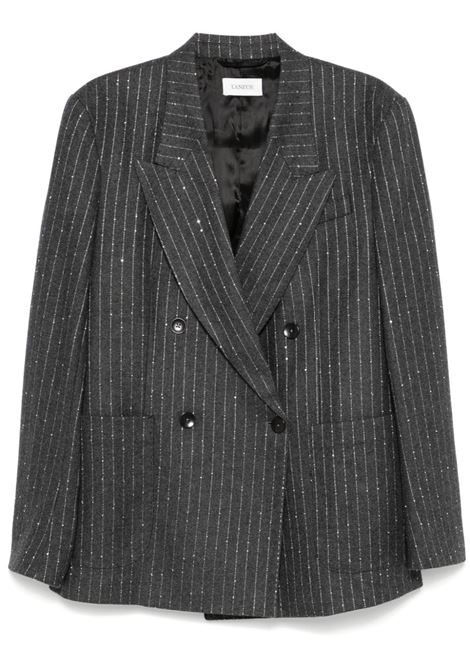 Grey pinstriped double-breasted blazer Laneus - women LANEUS | Blazers | F4LAWOBL170100