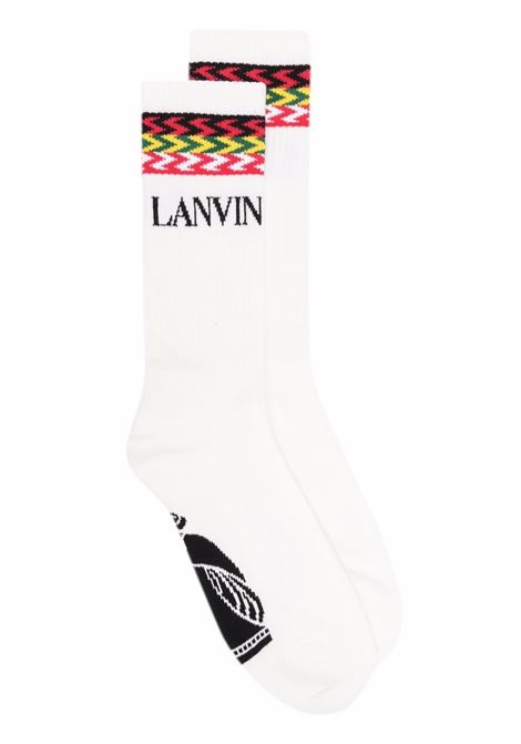 White and multicolor logo calf-length socks Lanvin - men LANVIN | AMSALCHSLVN100S1