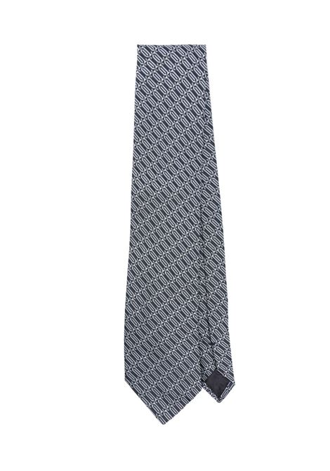 Blue pattern-jacquard silk tie Lanvin - men LANVIN | AMSALV0EETIQ2910