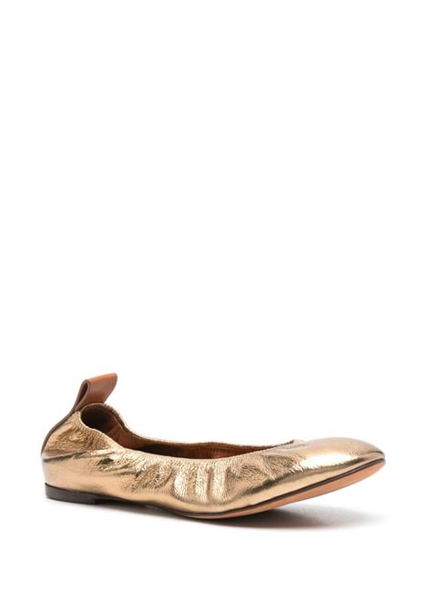 Gold metallic leather ballerina shoes Lanvin - women LANVIN | FWBAMB02METAM1