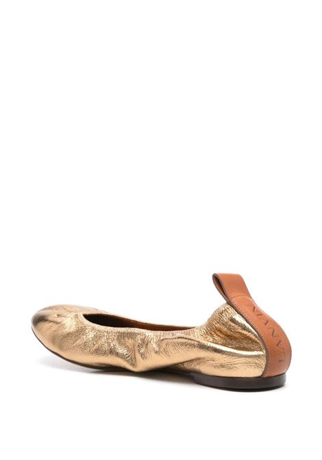 Gold metallic leather ballerina shoes Lanvin - women LANVIN | FWBAMB02METAM1