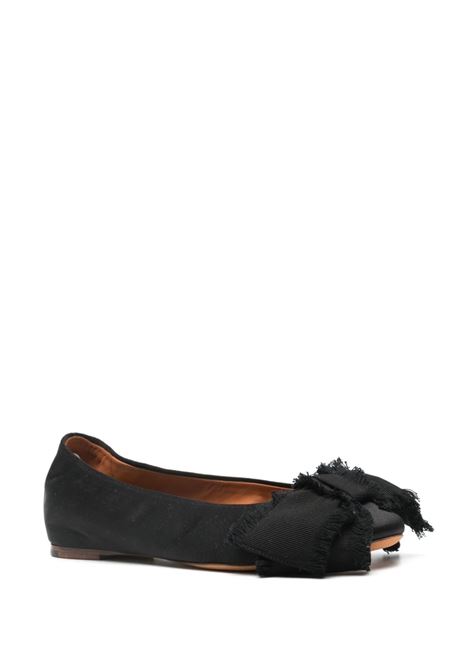 Black  bow-embellished ballerina shoes Lanvin - women LANVIN | FWBAMB04SATN10