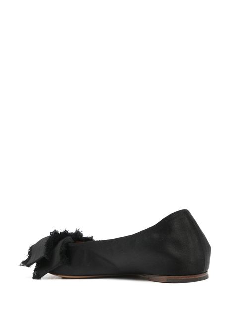 Black  bow-embellished ballerina shoes Lanvin - women LANVIN | FWBAMB04SATN10