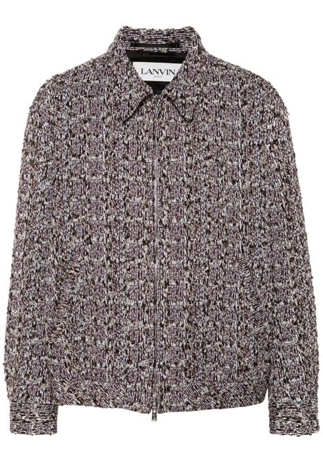 Burgundy and blue tweed shirt jacket Lanvin - men