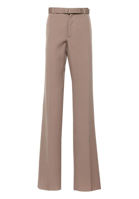 Pantaloni sartoriali con cintura in marrone di Lanvin - uomo