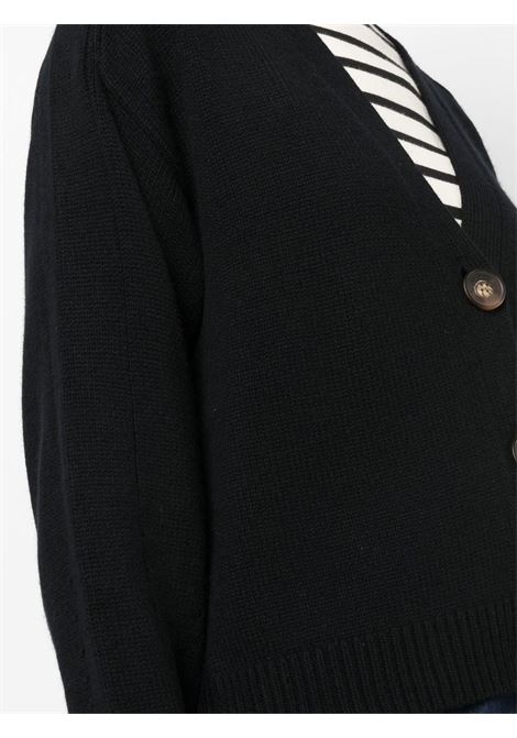 Black V-neck button-up cardigan - women  LOULOU STUDIO | ZANZIBARBLK