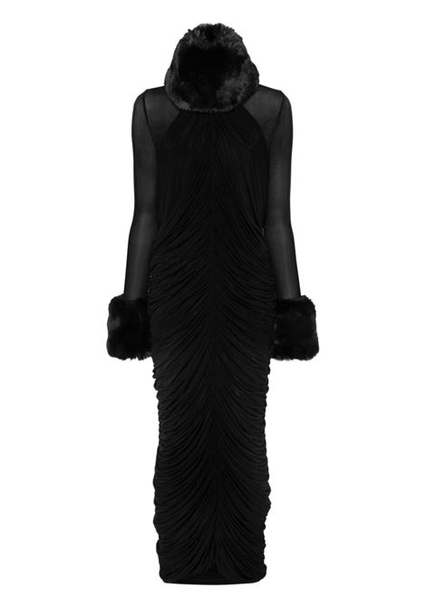 Black faux-fur trim maxi dress Magda Butrym - women MAGDA BUTRYM | Dresses | 167924BLK