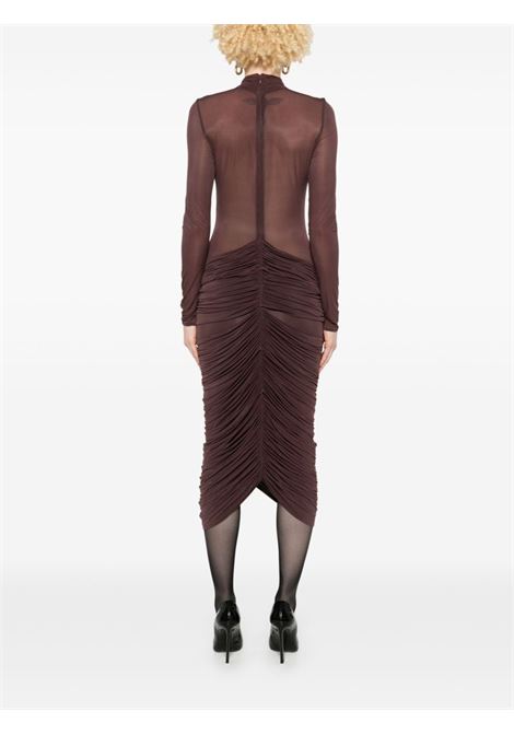 Burgundy sheer high-neck midi dress Magda Butrym - women MAGDA BUTRYM | 184724BRD