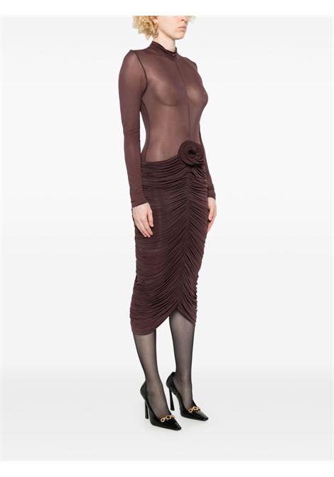 Burgundy sheer high-neck midi dress Magda Butrym - women MAGDA BUTRYM | 184724BRD