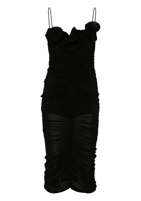 Black ruched ruffle midi dress Magda Butrym - women MAGDA BUTRYM | Dresses | 195724BLK