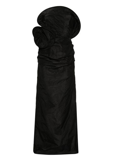Black floral-appliqu? ruched maxi dress Magda Butrym - women 