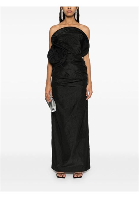 Black floral-appliqu? ruched maxi dress Magda Butrym - women  MAGDA BUTRYM | 200724BLK