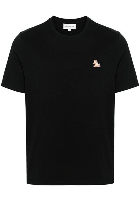 T-shirt con applicazione Chillax Fox in nero - uomo MAISON KITSUNÉ | LM00110KJ0008P199