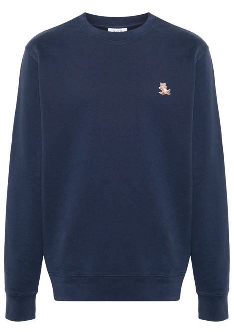 Blue Chillax-patch sweatshirt Maison kitsun? - men MAISON KITSUNÉ | Sweatshirts | LM00303KM0001P494